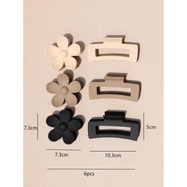Hårklämmor - Blomma - Rektangulär - Plast - 6 stycken - Damaccessoarer