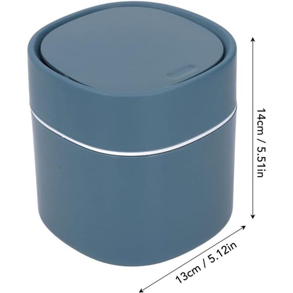 Bordsbehållare med lock – Kompakt 2L ABS-behållare för kontor, sovrum, badrum – Mått 13 x 14 cm – Marinblå