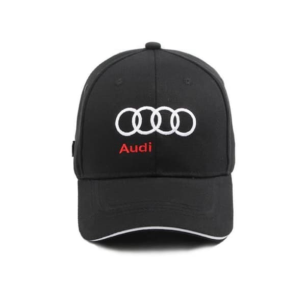 Sort - Broderet bil baseballkasket solhat dekoration til Audi A3 A4 A5 A6 A7 A8 Q2 Q3