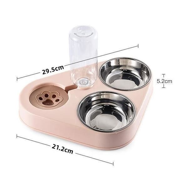 Katteskål - Rustfrit Stål - Pink - Automatisk Vanddispenser - Rektangulær Skål - Pink Inderside