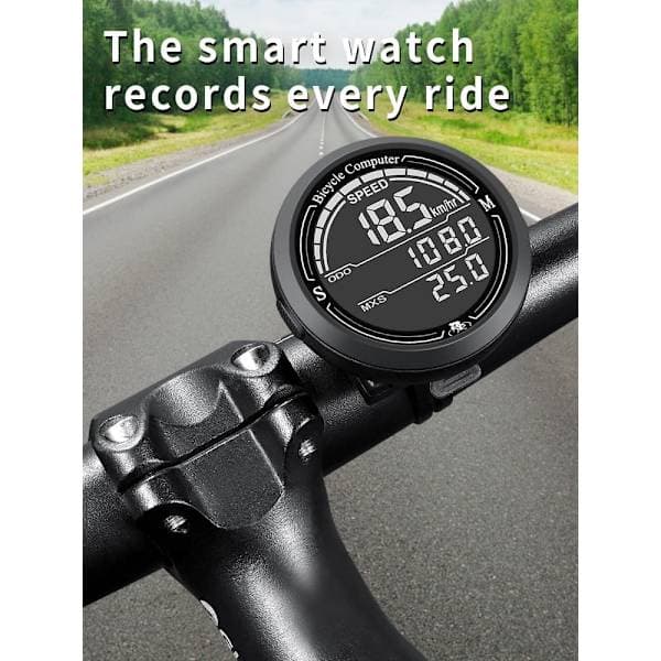 Rund cykeldator – Extra stora siffror, automatisk energisparfunktion, 180 dagars batteritid, stötsäker – 2\" diameter