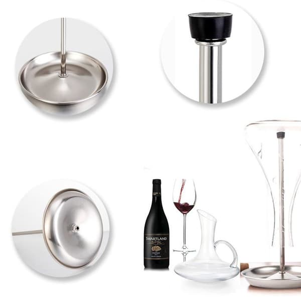 Anti-dryp vinkaraffelstativ i rustfrit stål - 1 stk, sølv, 10 cm - vinsmagning/restaurant service karaffelstativ - karaffel