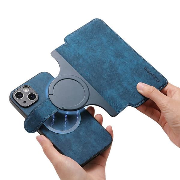 Fodral till iPhone 16 Pro Max, Premium Skyddande PU-läderfodral, [Magnetisk Stängning] [Flipfodral] - Blå