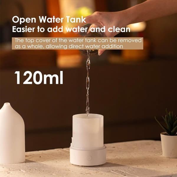 Duftoliediffuser med automatisk slukfunktion, 120 ml, 7-farvet LED-belysning, ultralydskombination