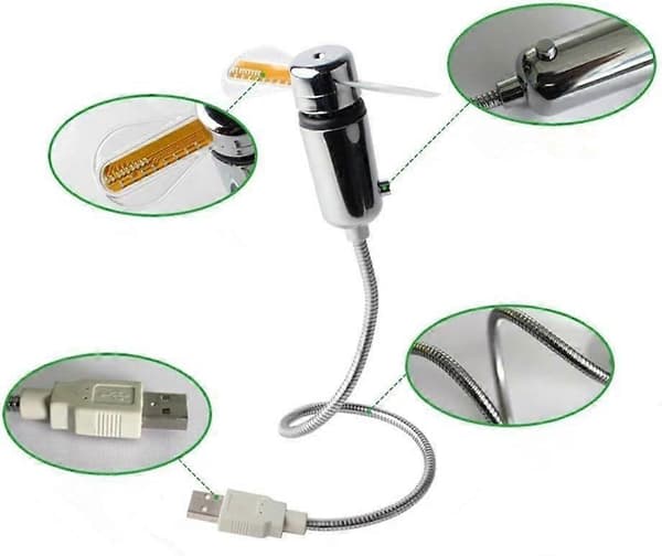 LED USB-klockfläkt med realtidsvisningsfunktion, USB-klockfläktar, silver, 1 års garanti (klocka)