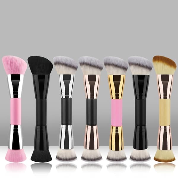 Dobbeltsidet makeupbørste til konturering, blending, bronzing, flydende, creme, pudder