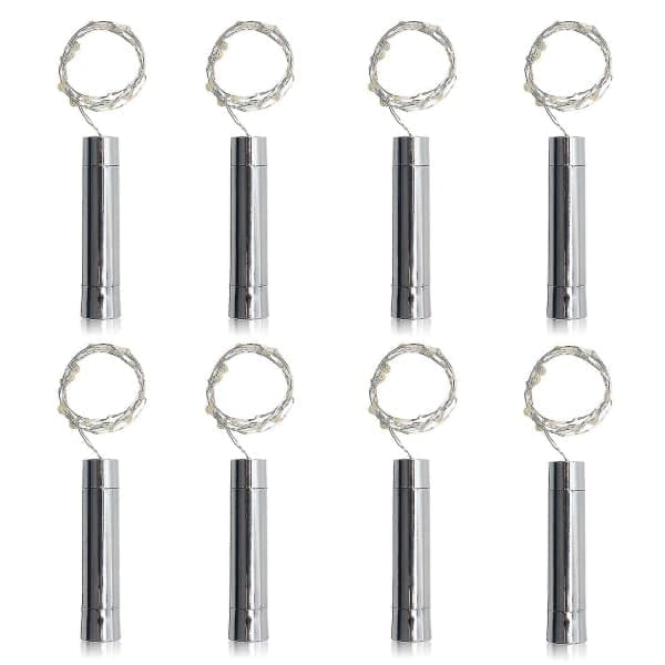 8-pak 20 LED vinflaske korklys AA batteridrevet 2 meter