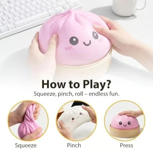 Kæmpe Dumpling Sød Squishy Stressbold, Jumbo Blød Langsomt Stigende Dumpling Stressbold, Stor Dumpling Sød Squishy, Stressaflastende Skrivebordslegetøj til Kontoret