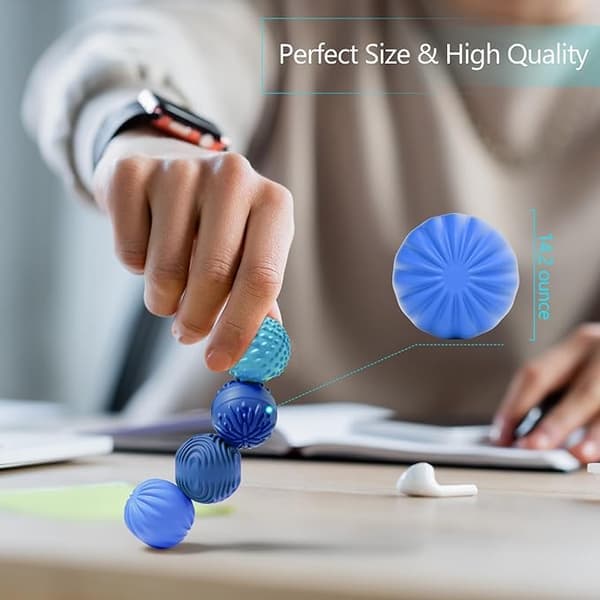 Magnetiska silikonbollar – 4-pack stresslindrande sensorisk fidget för ångest, autism & ADHD – Blå blue