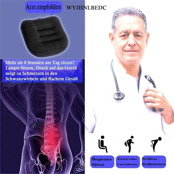 Setepute/bilsete, setepute/stolpute 40x40 kontorstol ergonomisk ortopedisk setepute, svart