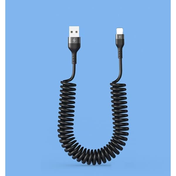 2-pak oprullet Lightning-kabel, 3FT iPhone-opladerkabel til bil