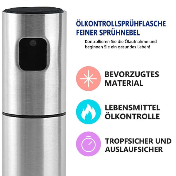 Olieforstøver Madolie Sprayflaske Rustfrit Stål Oliedispenser Forstøver Madlavning Grill Olieforstøver (100ML)