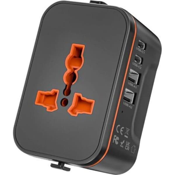 Universal reisepluggadapter, universal reiseadapter med 2 USB og 2 USB-C