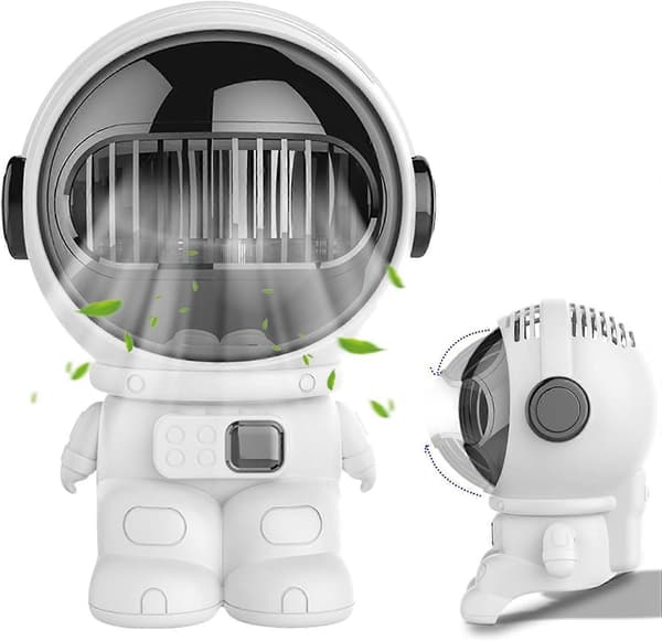 Skrivebordsventilator i astronautform, lille bærbar bladløs USB-ventilator, håndholdt elektrisk køleværktøj