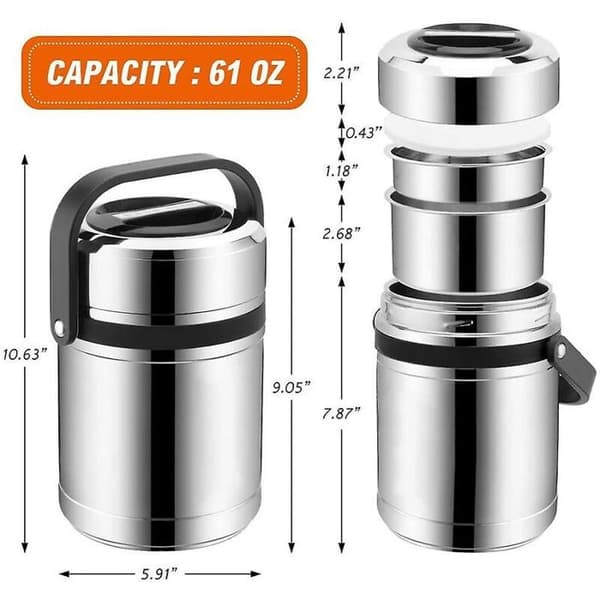 Vidmunnet suppetermos, stor 61 oz 3-lags mattermos, lagdelt varm matflaske med