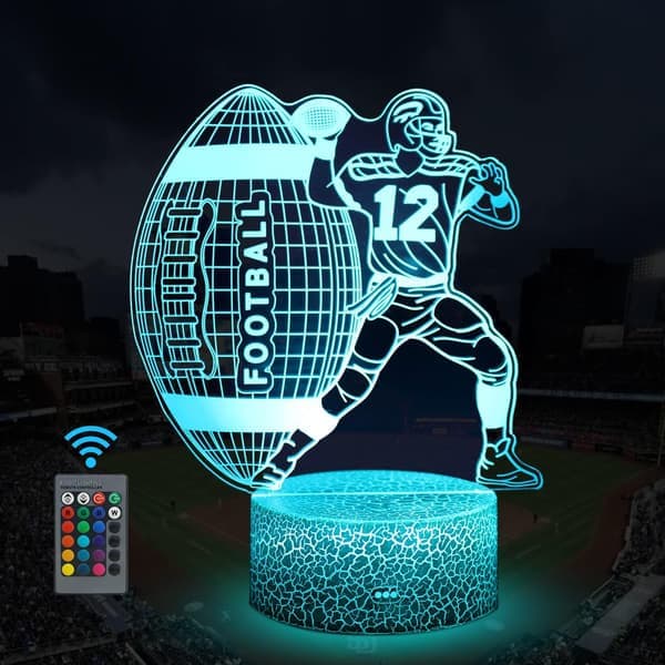 Fodbold 3D Illusion Lampe Natlys Fodbold Gaver til Mænd