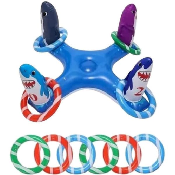 Uppblåsbar Pool Ringkastning Poolspel Leksaker Flytande med 4 st Ringar för Multiplayer Vatten Poolspel Barn Familj Poolleksaker