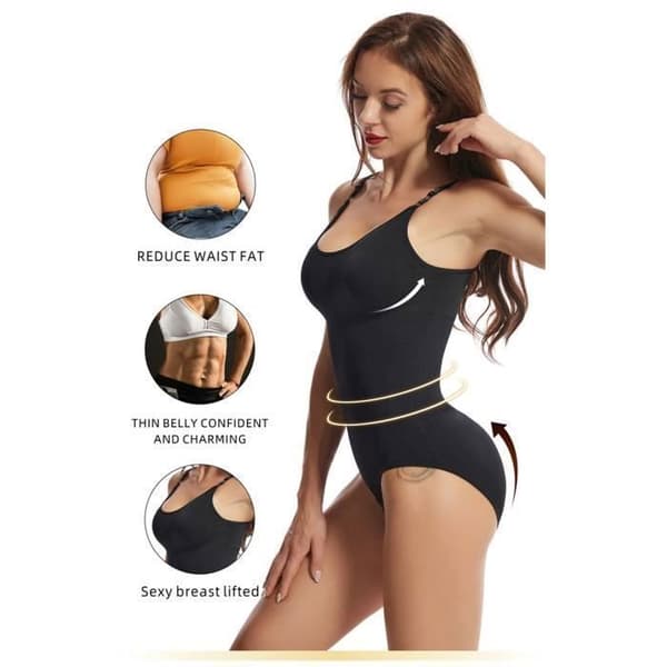 Figursyet Bodysuit til Kvinder, Mavekontrol, Formende, Usynlig Shapewear Bodysuit, Sort S