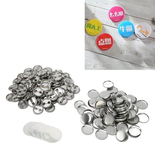 100 sett blanke knappdeler runde rustfrie enkle å trykke knappnålesett for knappemaskin 32MM 32MM