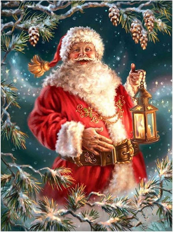 5D Diamantmålning Jullykta Full Diamant Jultomte K