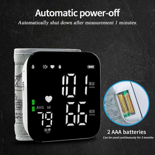 Digitalt blodtryksmåler overarm LCD blodtryksmonitor automatisk pulsmåler
