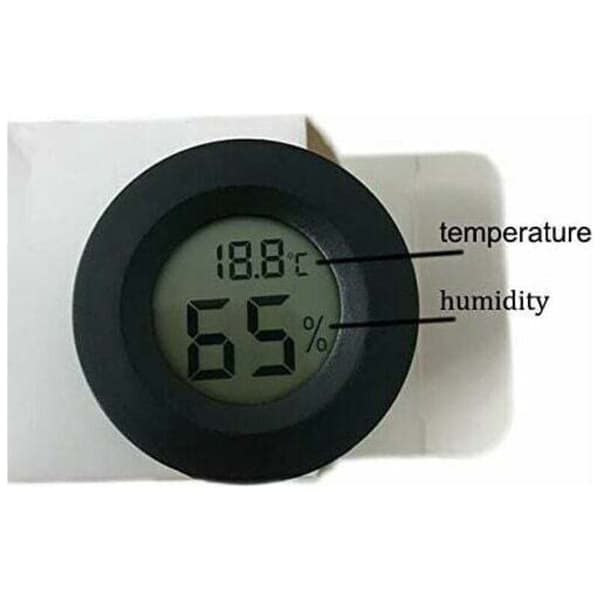 Bærbart 4,5 cm sort digitalt termometer hygrometer – LCD-skærm til indendørs/udendørs brug, batterier inkluderet