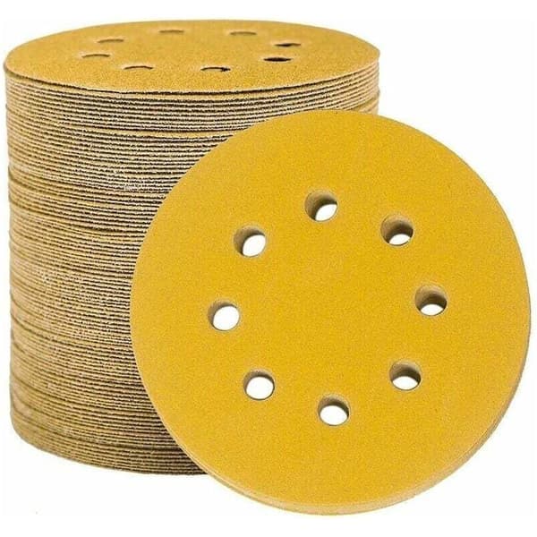 100 slipplattor 125 mm 8 hål - 150 korn - Kvalitetsslippapper - Ekonomipaket