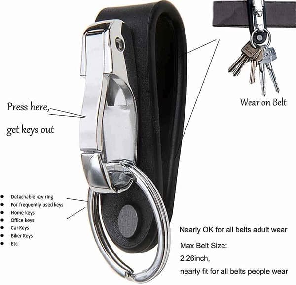 Men's Keychain, Leather Belt Keychain with Belt Loop, Belt Key Holder, Keychains with Detachable Keychain for Men