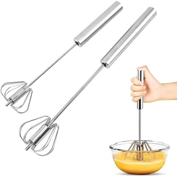Eggvisp - Rustfritt stål - 2 stk - Manuell/Halvautomatisk - Tåler oppvaskmaskin