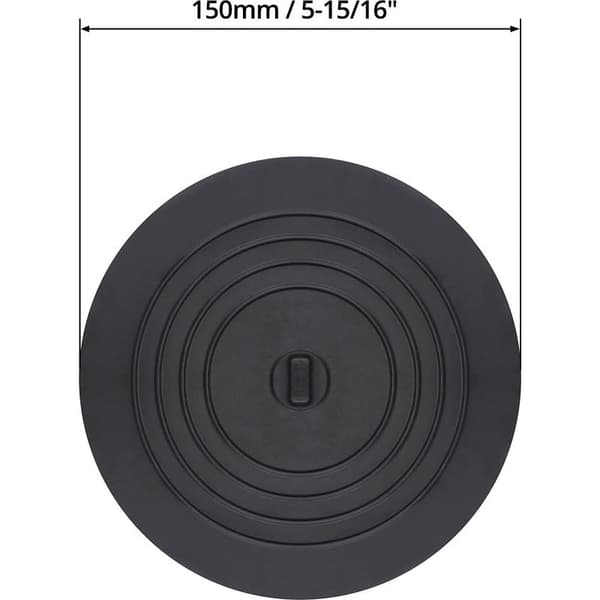 Set med 2 silikonavloppsproppar, diskbänksproppar, badkarsproppar, 15 cm, för diskbänk, badkar, svart