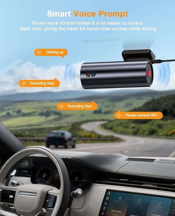 Dash Cam 4K WiFi – 2160P bilkamera med nattsyn, loop-opptak, G-sensor, 24H parkeringsmonitorering