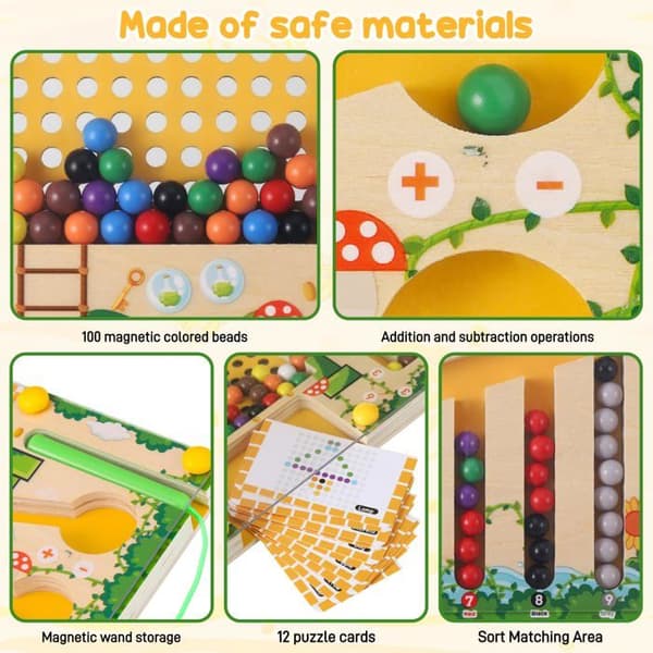 Magnetisk labyrintspil - 1 stk, Montessori - Egnet til børn 3 år og ældre, farvelæring
