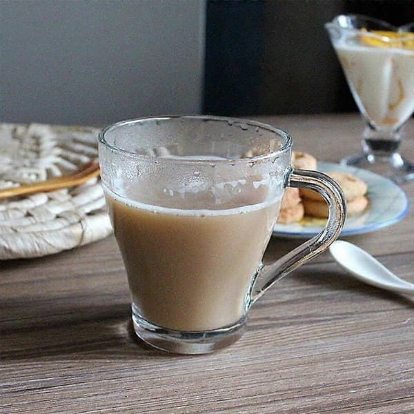 Set med 6 tekaffekoppar glas 260 ml diskmaskinssäker fryssäker mikrovågssäker