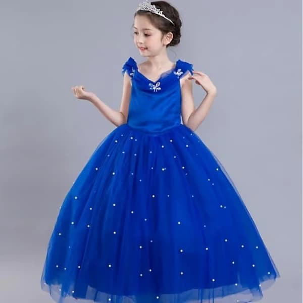 Blå Prinsessekostume - FINDPITAYA - V-hals - Halloween/Jul Cosplay - Alder 3-14