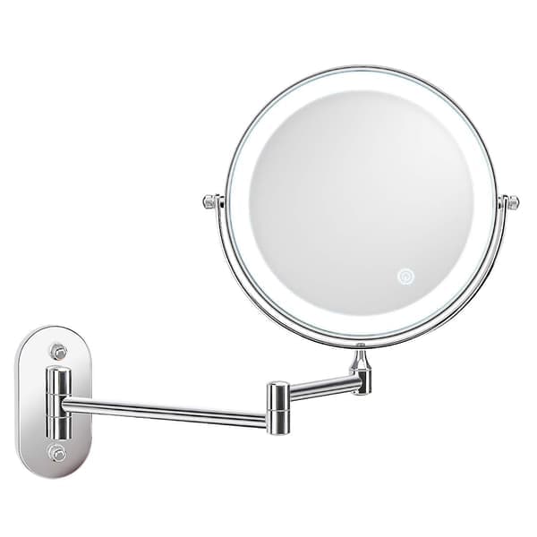 8-tommer genopladeligt makeup-spejl sølv sølv 5X silver 5X