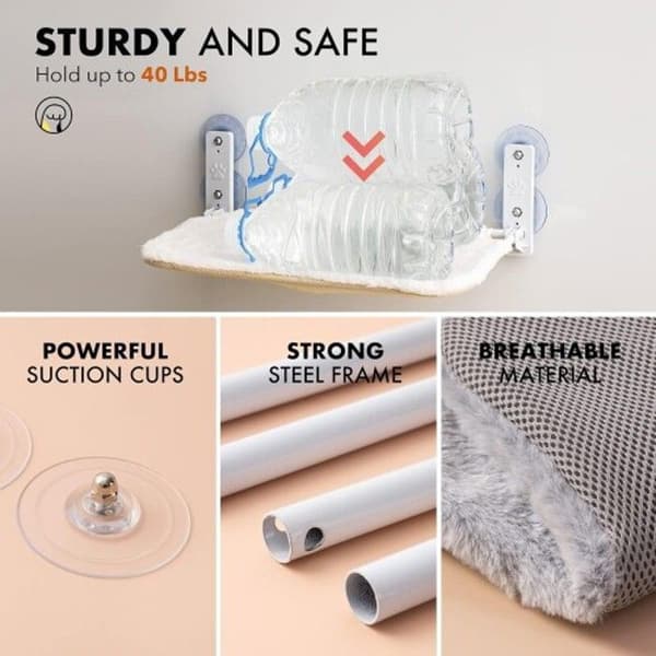 Katthängmatta - Ej specificerad - Vikbar - Stabila sugkoppar - Maxlast 15 kg - Inomhus