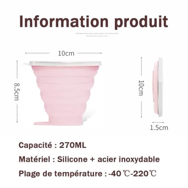 3 st 270 ml hopfällbar kopp teleskopisk silikonkopp för campingresor