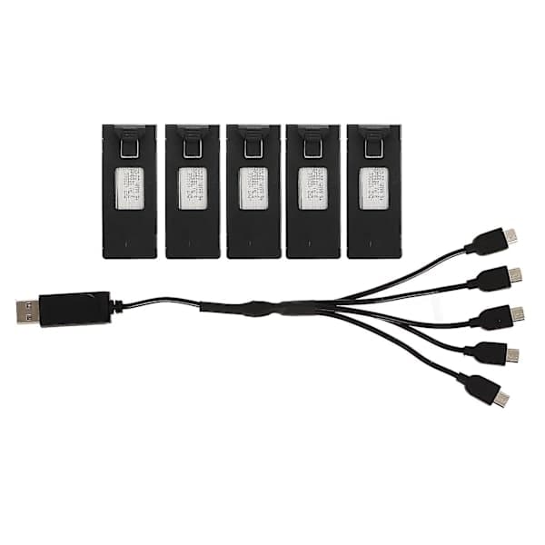 5 stk. 3,7V 1800mah lithium dronebatterier - Fjernstyrede flymodeller Tilbehør med ladekabel