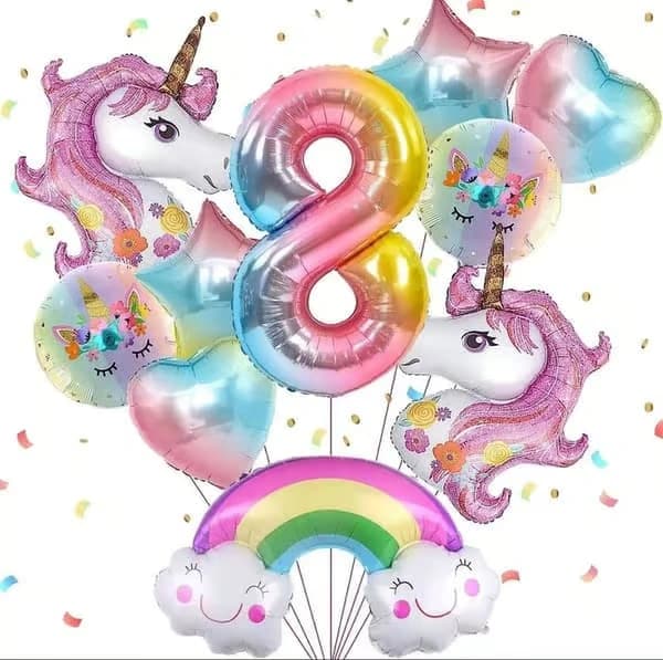 Bursdagsballonger 1-9 år Enhjørninger 8