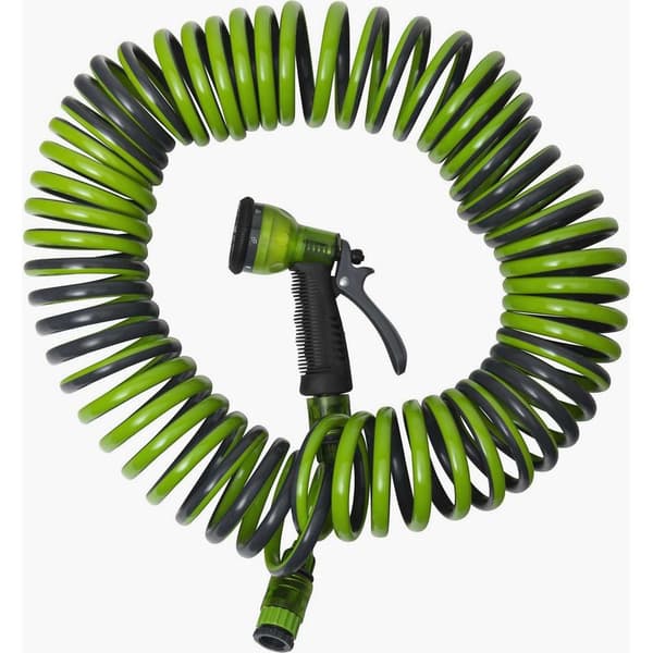 Werka Pro – 7,5 m spiralslang – 12 mm diameter – Expanderbar slang med 7-funktions multijet-sprutpistol – Automatiska kopplingar