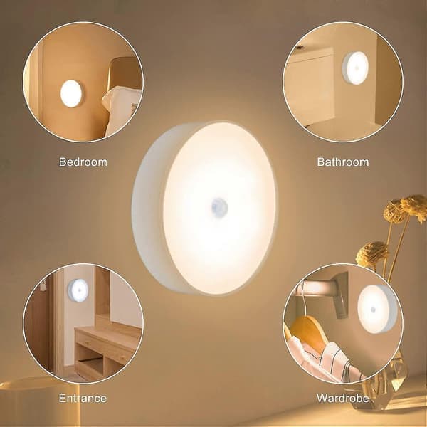 Bevægelsessensor Natlampe, Genopladelig Magnetisk Bevægelsessensor Lampe Indendørs Underskabslys Garderobelys
