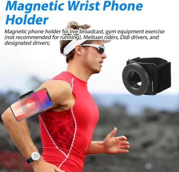 Magnetisk løbe-telefonholder til iPhone 12-16 Pro Max Plus Mini | 360° roterbart armbånd til mobiltelefon, håndledstelefonholder med stærk tilpasningsevne