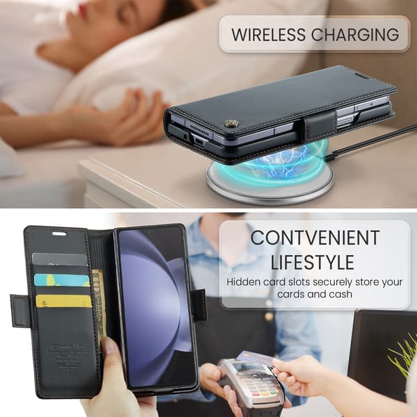 Flip-etui til Samsung S22 - Sort læder telefoncover