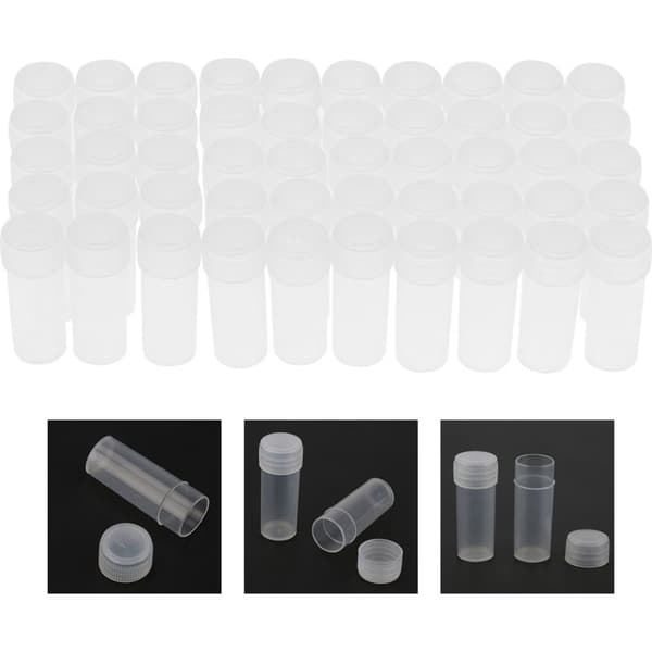 50 5 ml plastprovflaskor för miniatyrförvaring och organisering