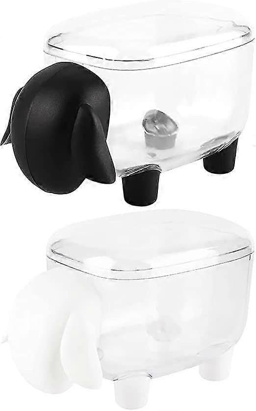 2 delar bomullspinnebox bomullspinnedispenser transparent fårformad bomullspinnelåda med lock tandpetare gem etc.