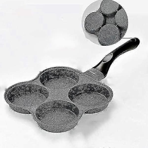 Non-stick stekepanne, stekepanne for egg og hamburger, 4-hull