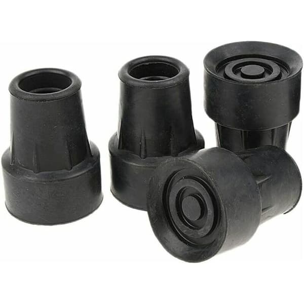 Pakke med 4 standard skridsikre stokkefødder, sorte gummifødder - 19 mm