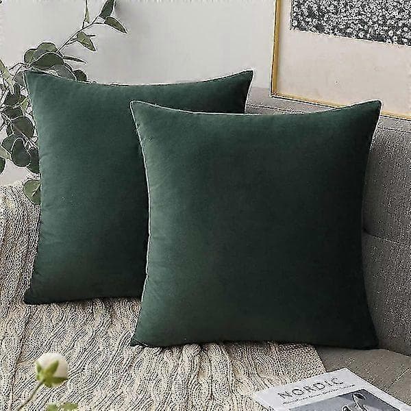 Putetrekk, 2 grønne putetrekk - Fløyel sofapute - 45cm X 45cm