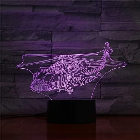 Natlys USB 3D LED Natlys Uh-60 Utility Helikopter Flymodel Black Hawk Fighter Dekorativt Lys Fly Bordlampe Sengelampe