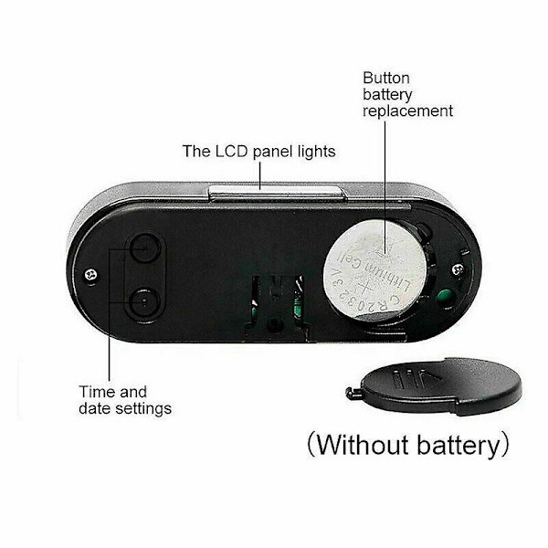 2 i 1 LCD Digital Bil Elektronisk LED Tid Ur Termometer M